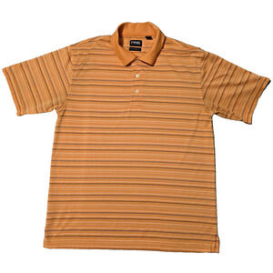 Ping Collection Golf Polo Shirt Men's Medium Orange Striped Dry Fiber Dynamics